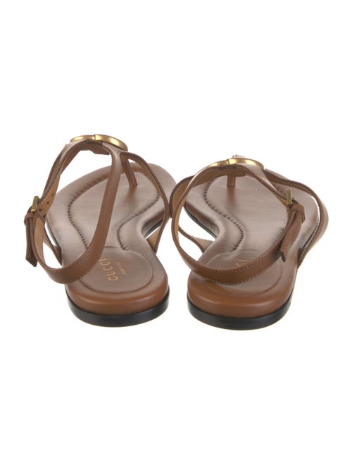 Gucci Double G Logo Leather T-Strap Sandals