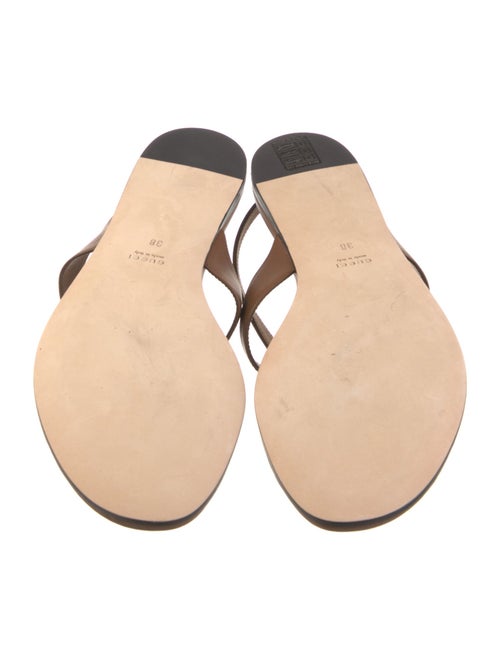 Gucci Double G Logo Leather T-Strap Sandals