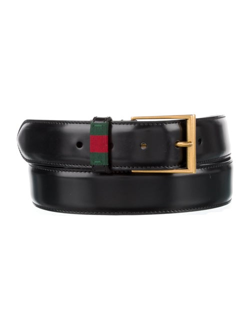 Gucci Web Accent Leather Belt