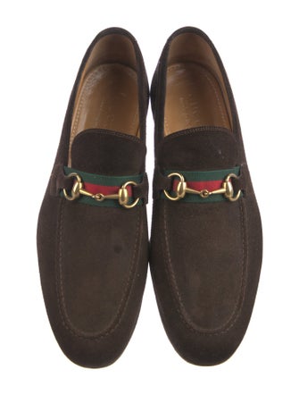 Gucci Web Accent Suede Loafers