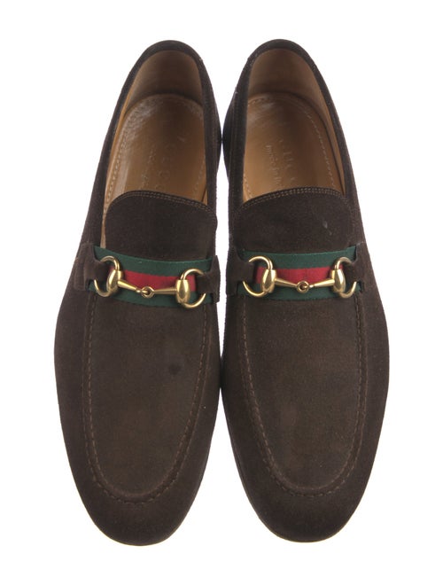 Gucci Web Accent Suede Loafers