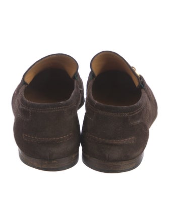 Gucci Web Accent Suede Loafers