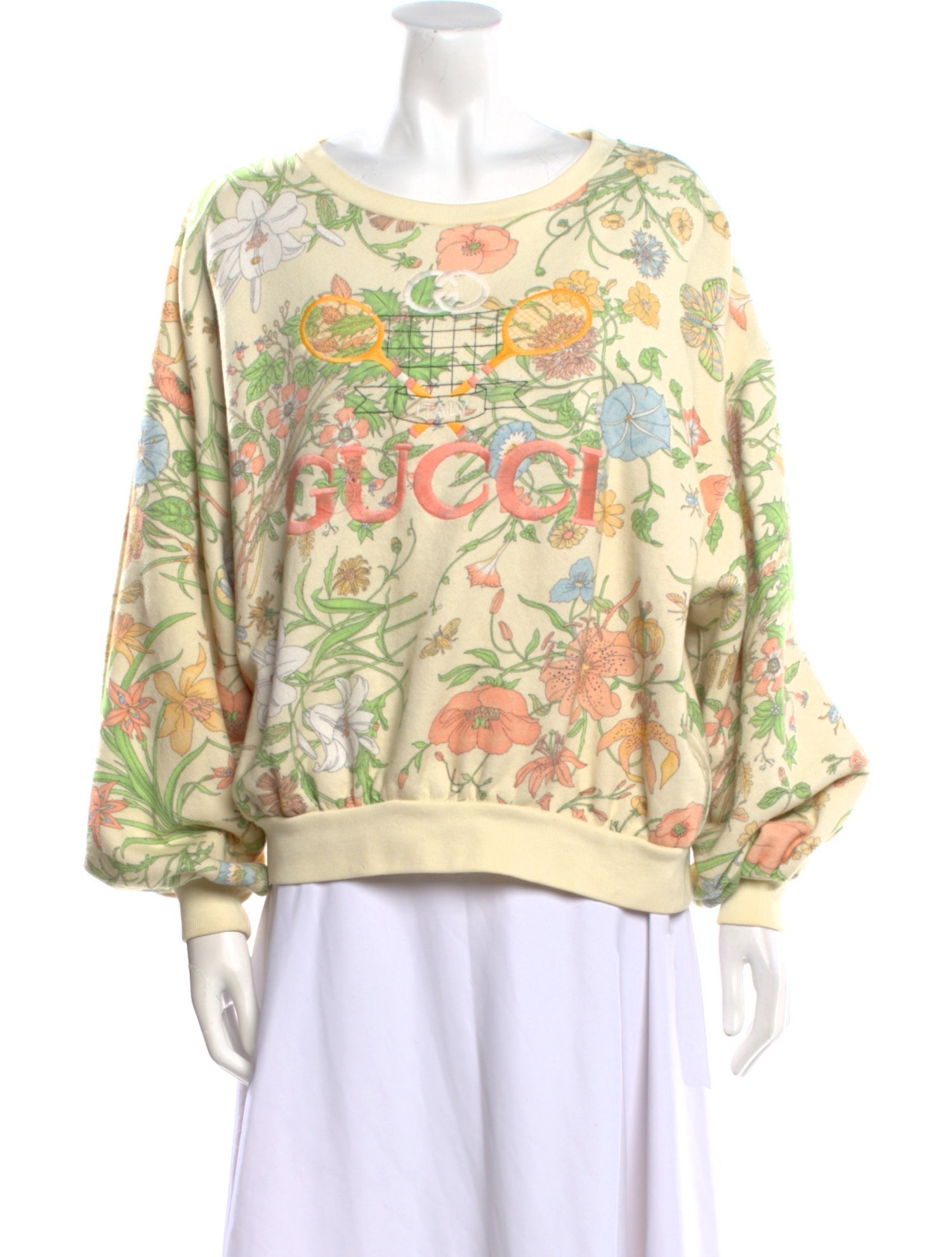 Gucci Floral Print Bateau Neckline Sweatshirt