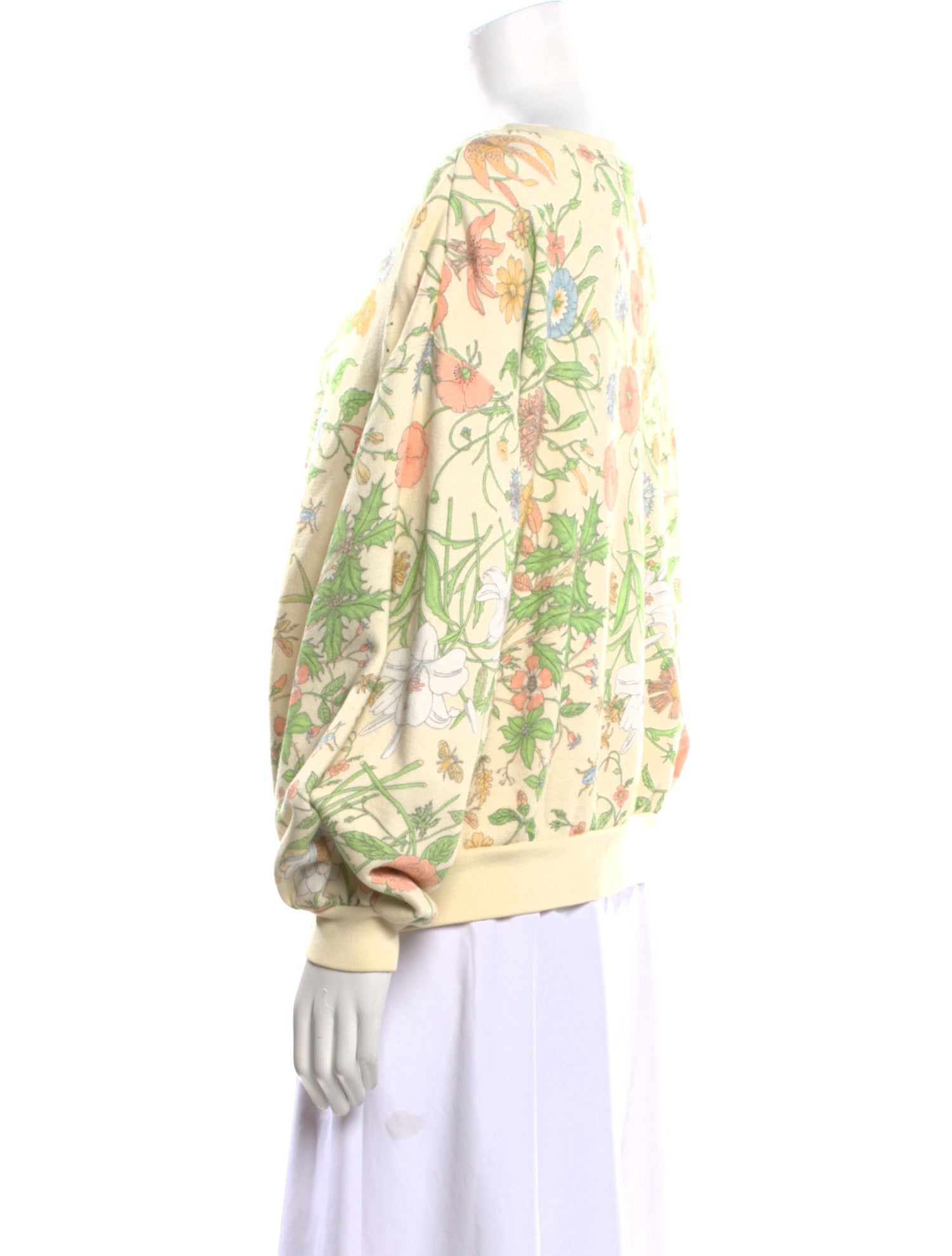 Gucci Floral Print Bateau Neckline Sweatshirt