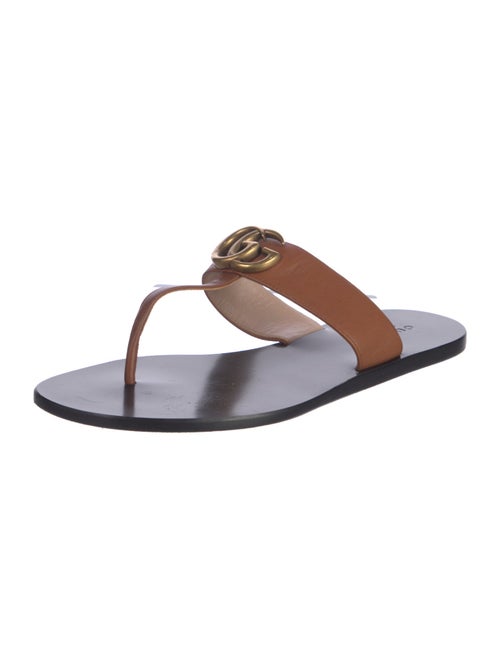 Gucci Double G Logo Leather Slides