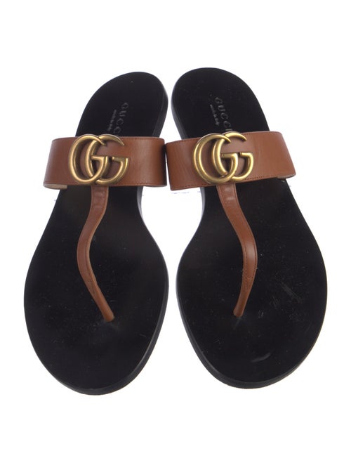 Gucci Double G Logo Leather Slides