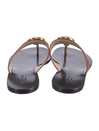 Gucci Double G Logo Leather Slides