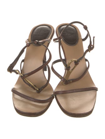 Gucci Leather T-Strap Sandals