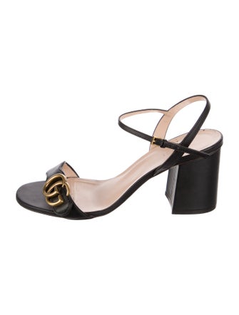 Gucci Double G Logo Leather Sandals