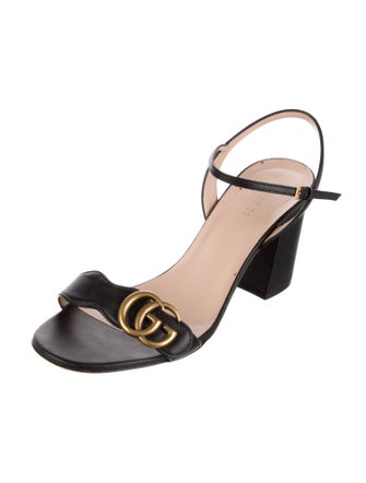Gucci Double G Logo Leather Sandals
