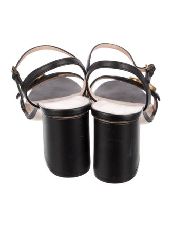 Gucci Double G Logo Leather Sandals