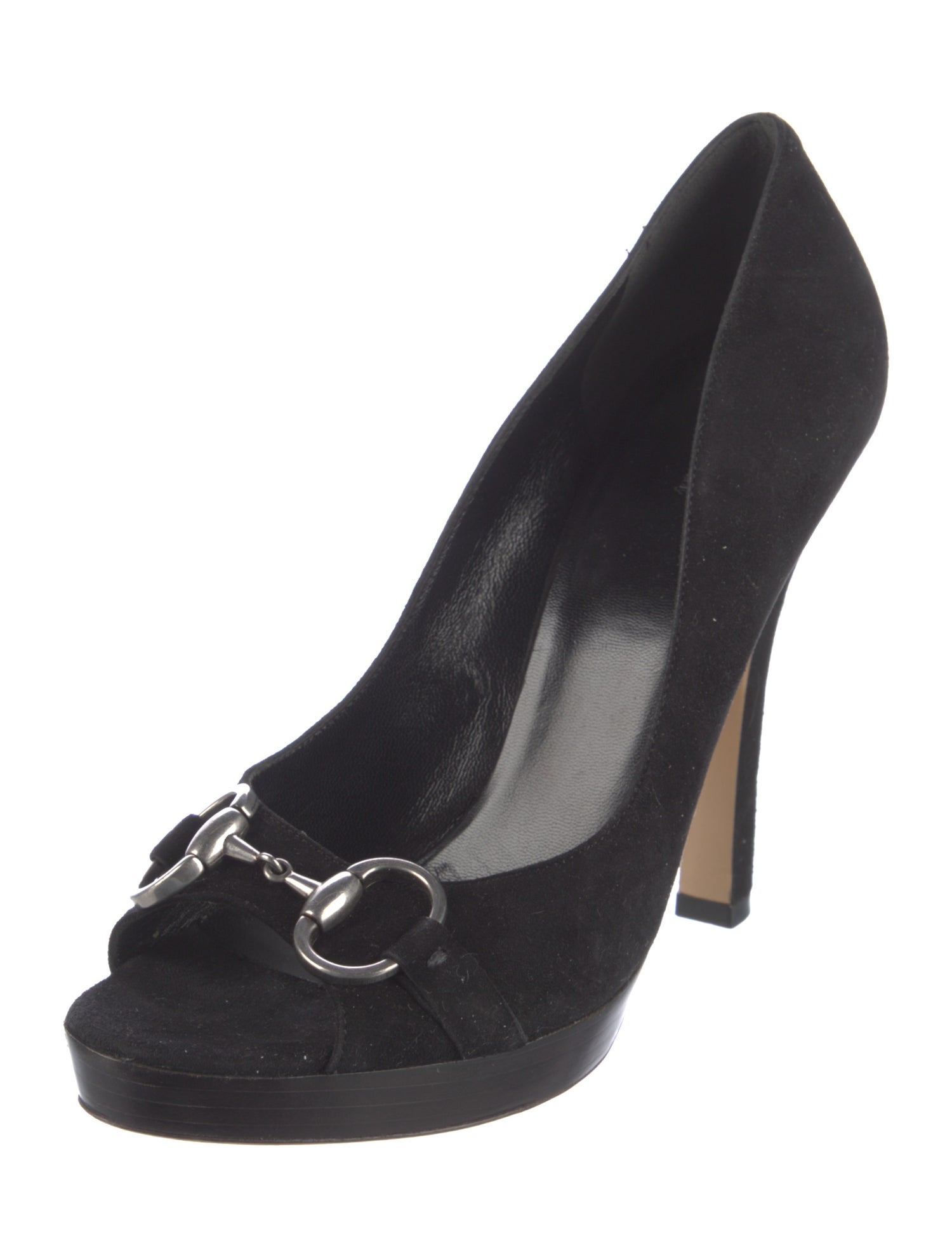 Gucci Horsebit Accent Suede Pumps