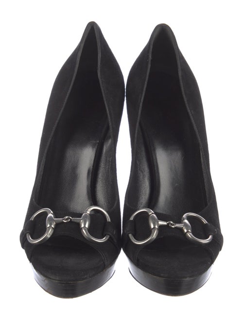 Gucci Horsebit Accent Suede Pumps