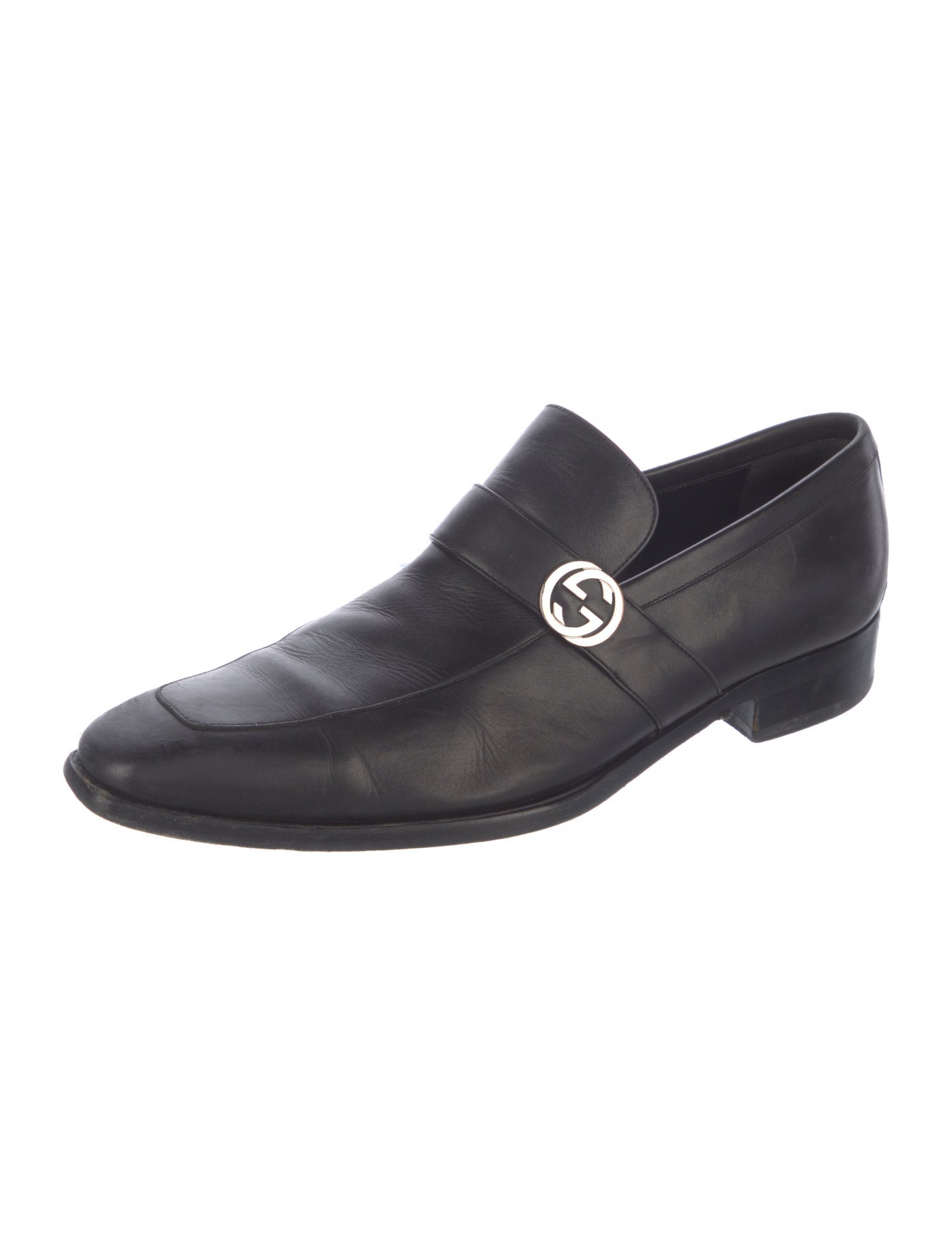 Gucci Interlocking G Logo Leather Dress Loafers