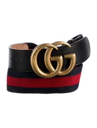 Gucci Web Accent Leather Trim Embellishment Belt