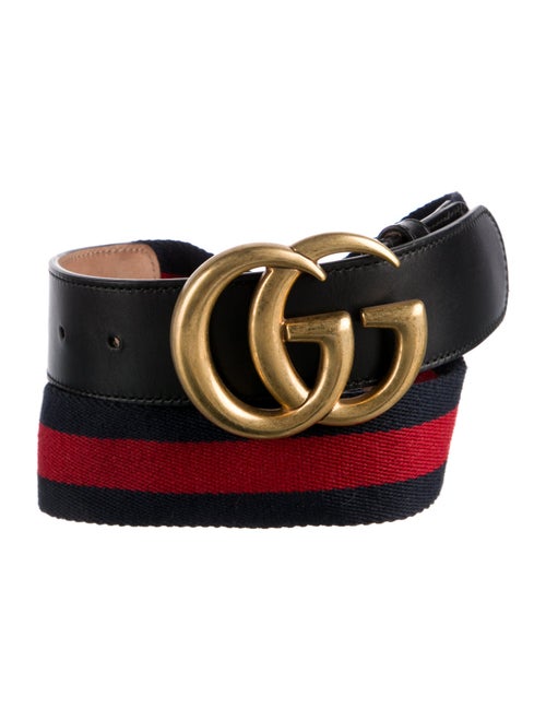 Gucci Web Accent Leather Trim Embellishment Belt