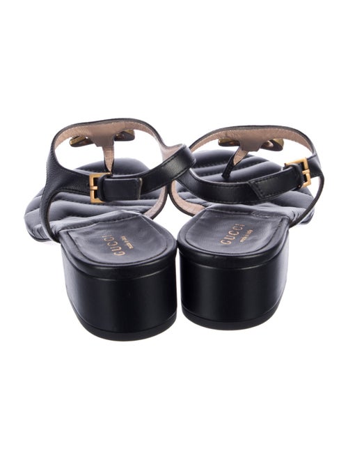 Gucci Double G Logo Leather T-Strap Sandals