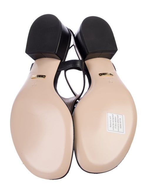 Gucci Double G Logo Leather T-Strap Sandals