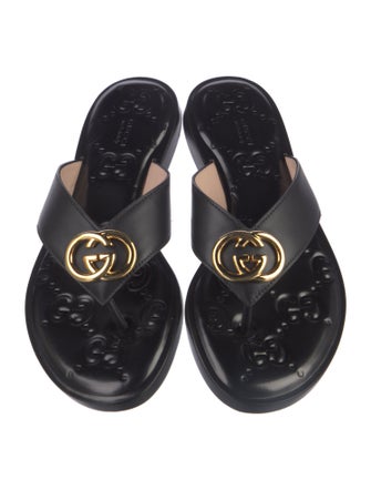 Gucci Interlocking G Logo Leather Slides