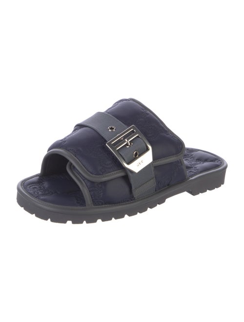 Gucci Nylon Leather Trim Embellishment Slides