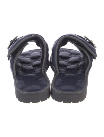 Gucci Nylon Leather Trim Embellishment Slides