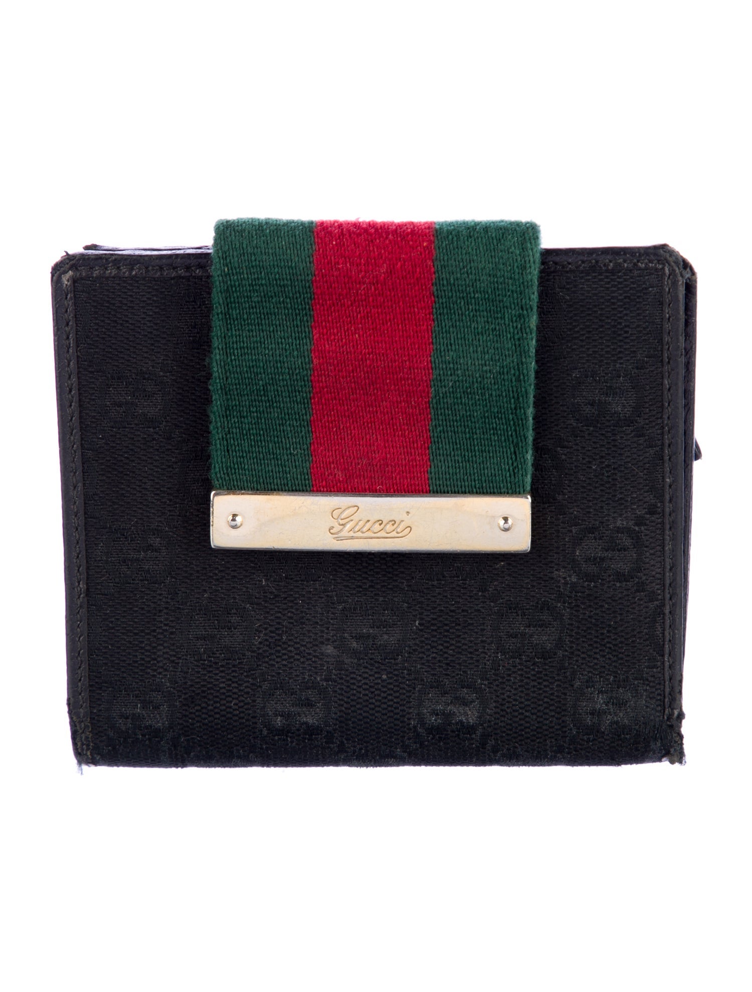 Gucci Web Accent Canvas Compact Wallet