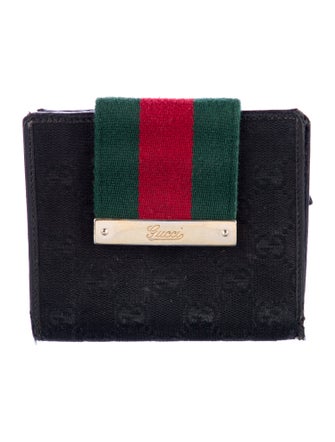 Gucci Web Accent Canvas Compact Wallet