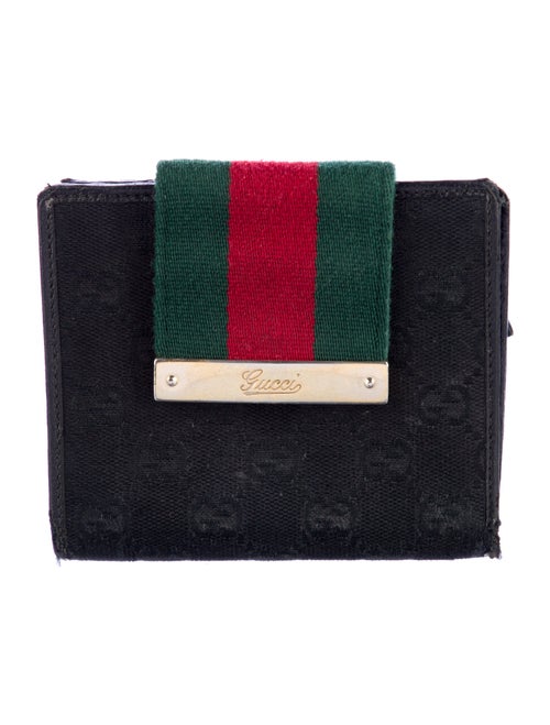 Gucci Web Accent Canvas Compact Wallet