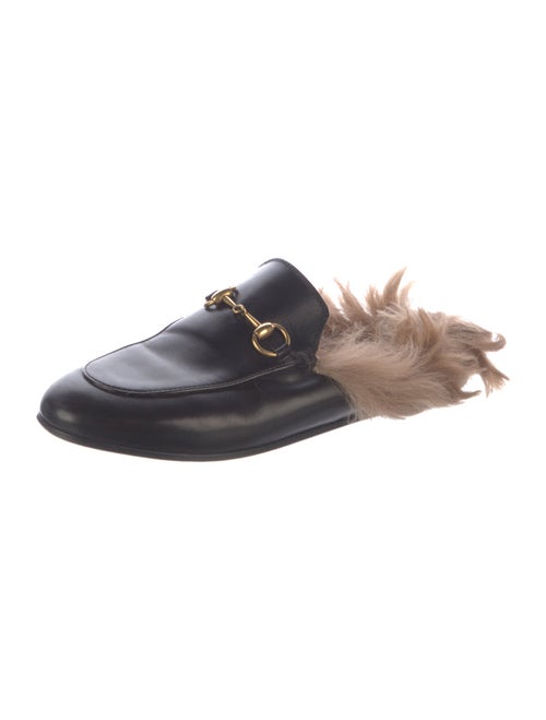 Gucci Leather Fur Trim Mules