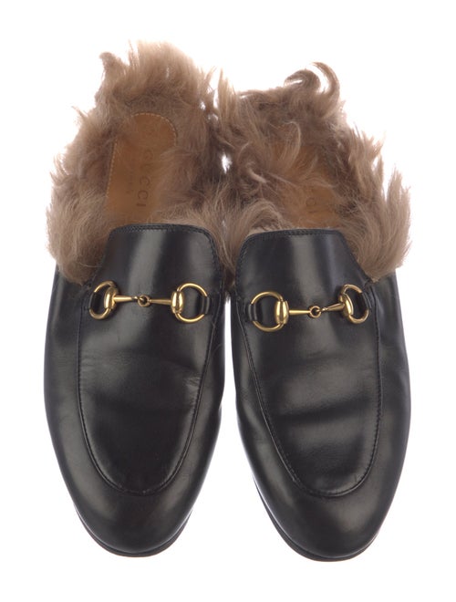 Gucci Leather Fur Trim Mules
