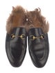 Gucci Leather Fur Trim Mules