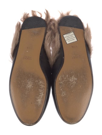 Gucci Leather Fur Trim Mules