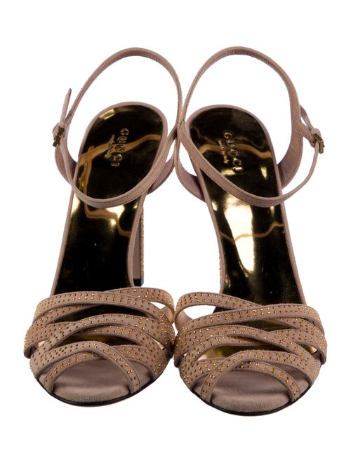 Gucci Suede Studded Accents T-Strap Sandals