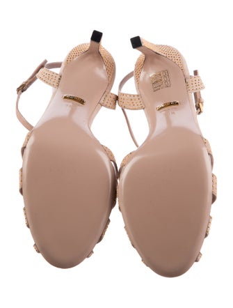 Gucci Suede Studded Accents T-Strap Sandals