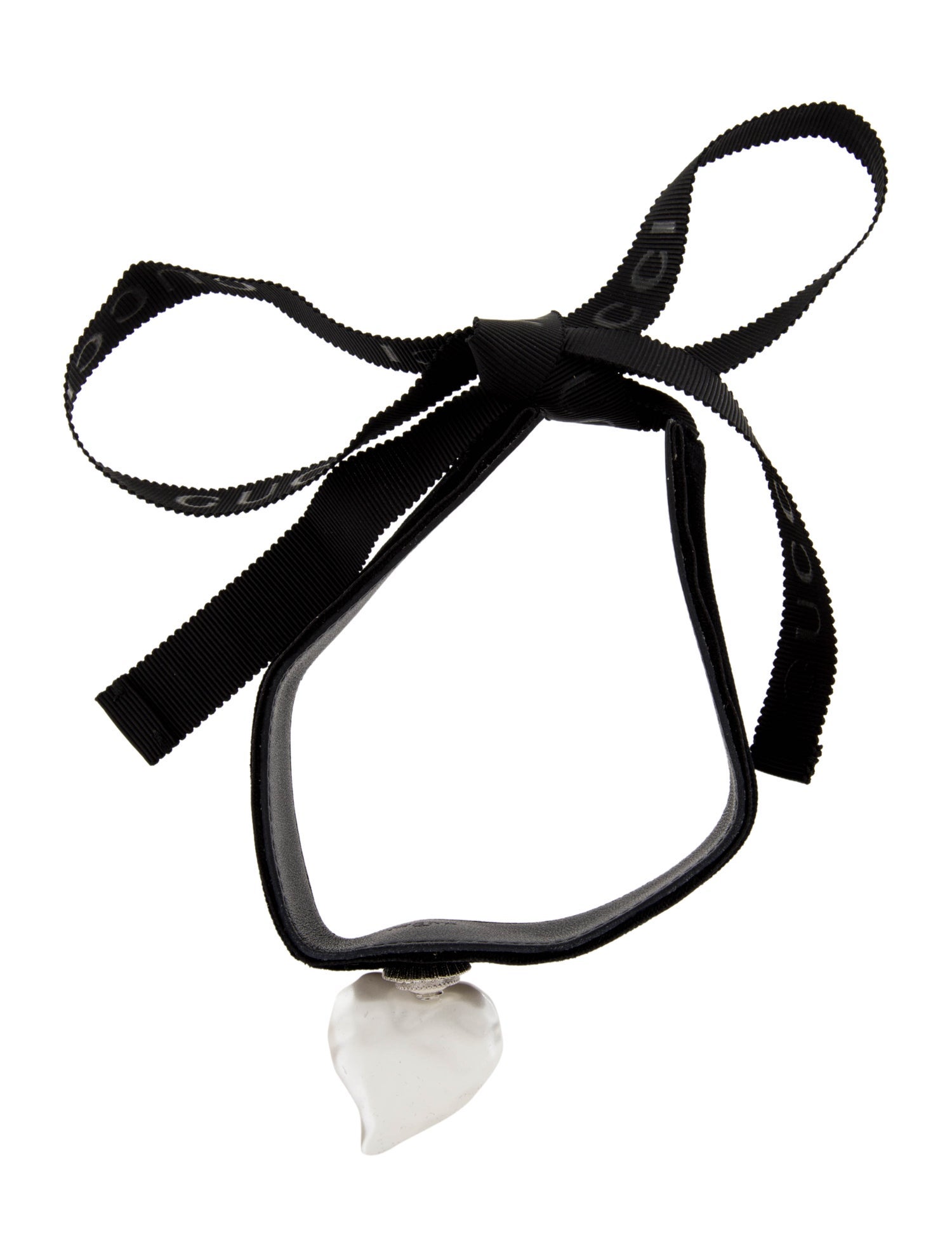 Gucci Faux Pearl, Leather, Velvet, & Crystal Heart Choker Necklace