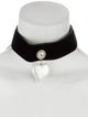 Gucci Faux Pearl, Leather, Velvet, & Crystal Heart Choker Necklace