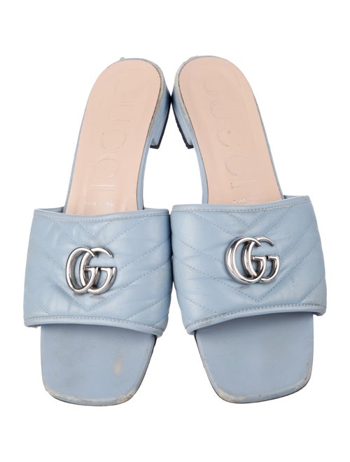 Gucci Double G Logo Leather Slides