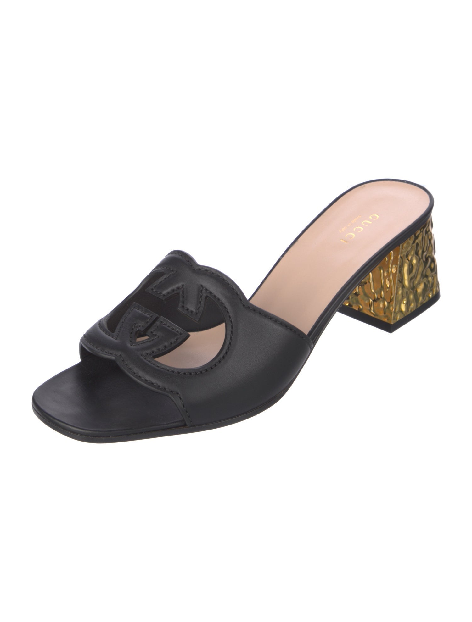 Gucci Interlocking G Logo Leather Slides