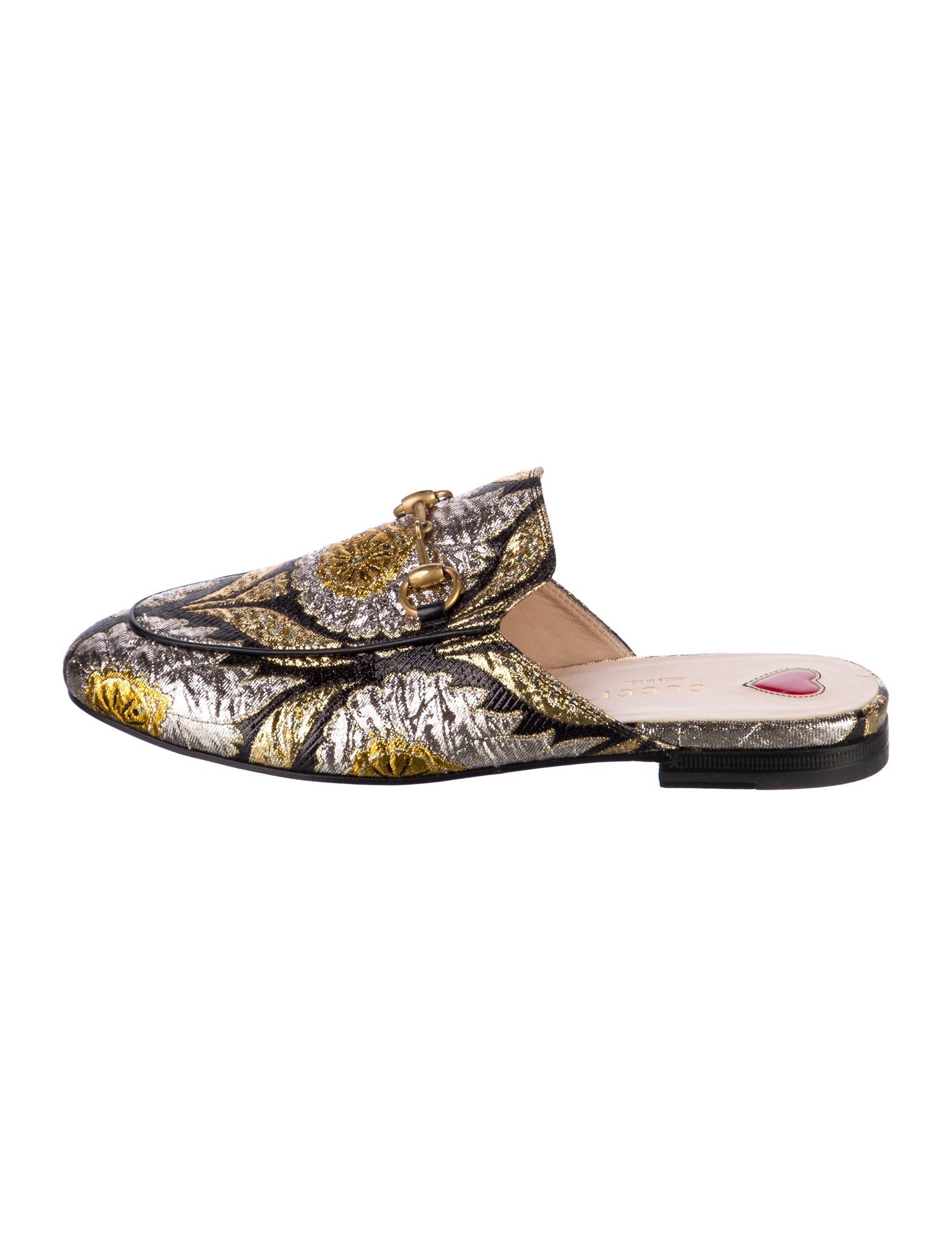 Gucci Horsebit Accent Floral Print Mules
