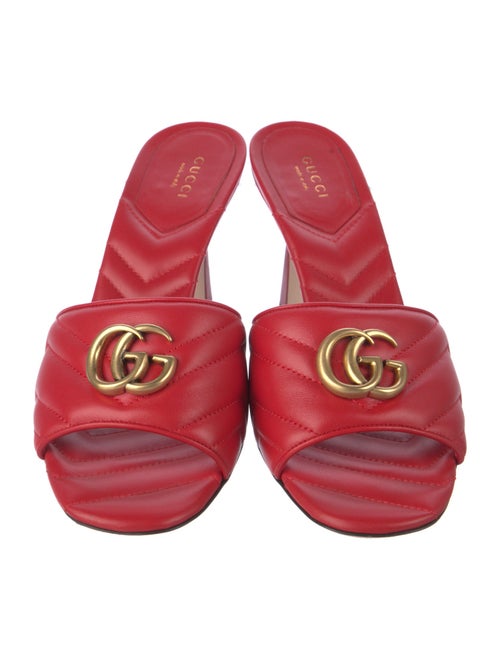 Gucci Double G Logo Leather Slides