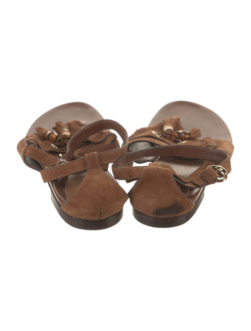 Gucci Bamboo Accent Suede Slingback Sandals