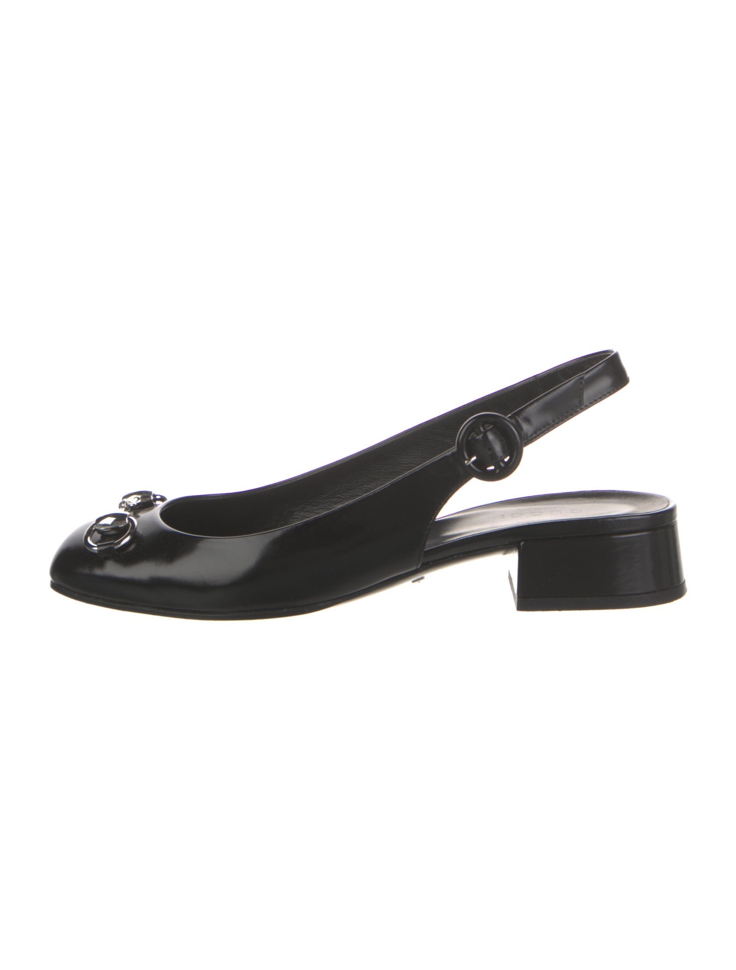 Gucci Horsebit Accent Patent Leather Slingback Flats