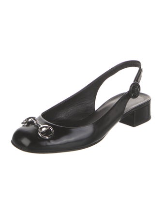 Gucci Horsebit Accent Patent Leather Slingback Flats