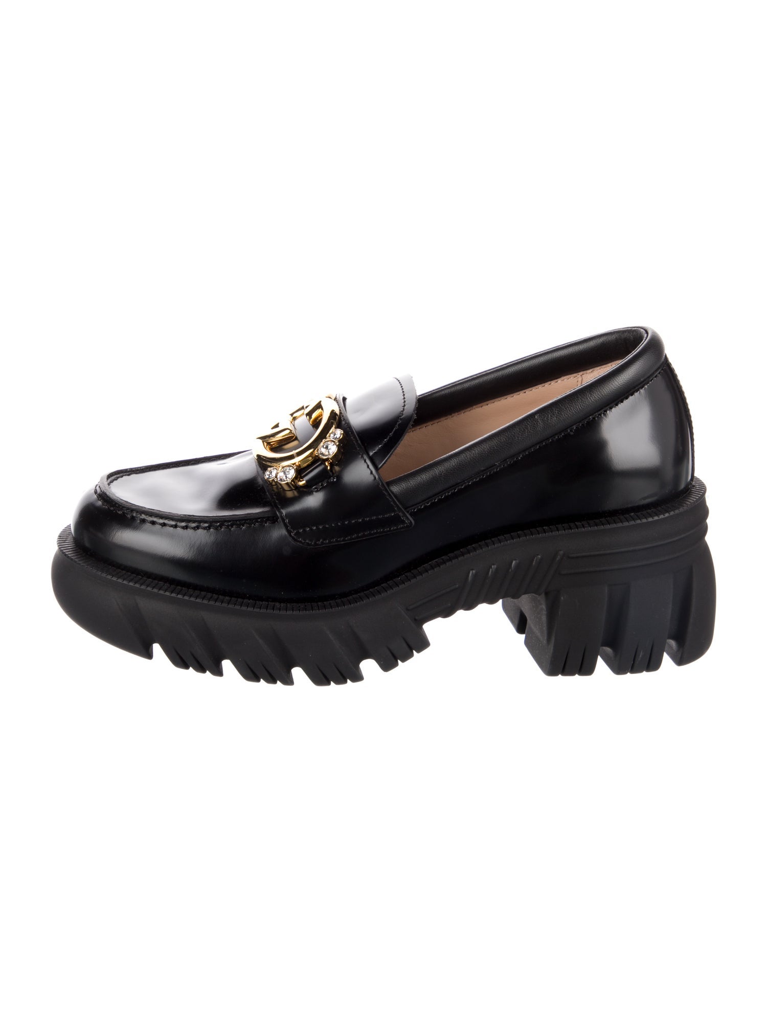 Gucci Interlocking G Logo Patent Leather Loafers