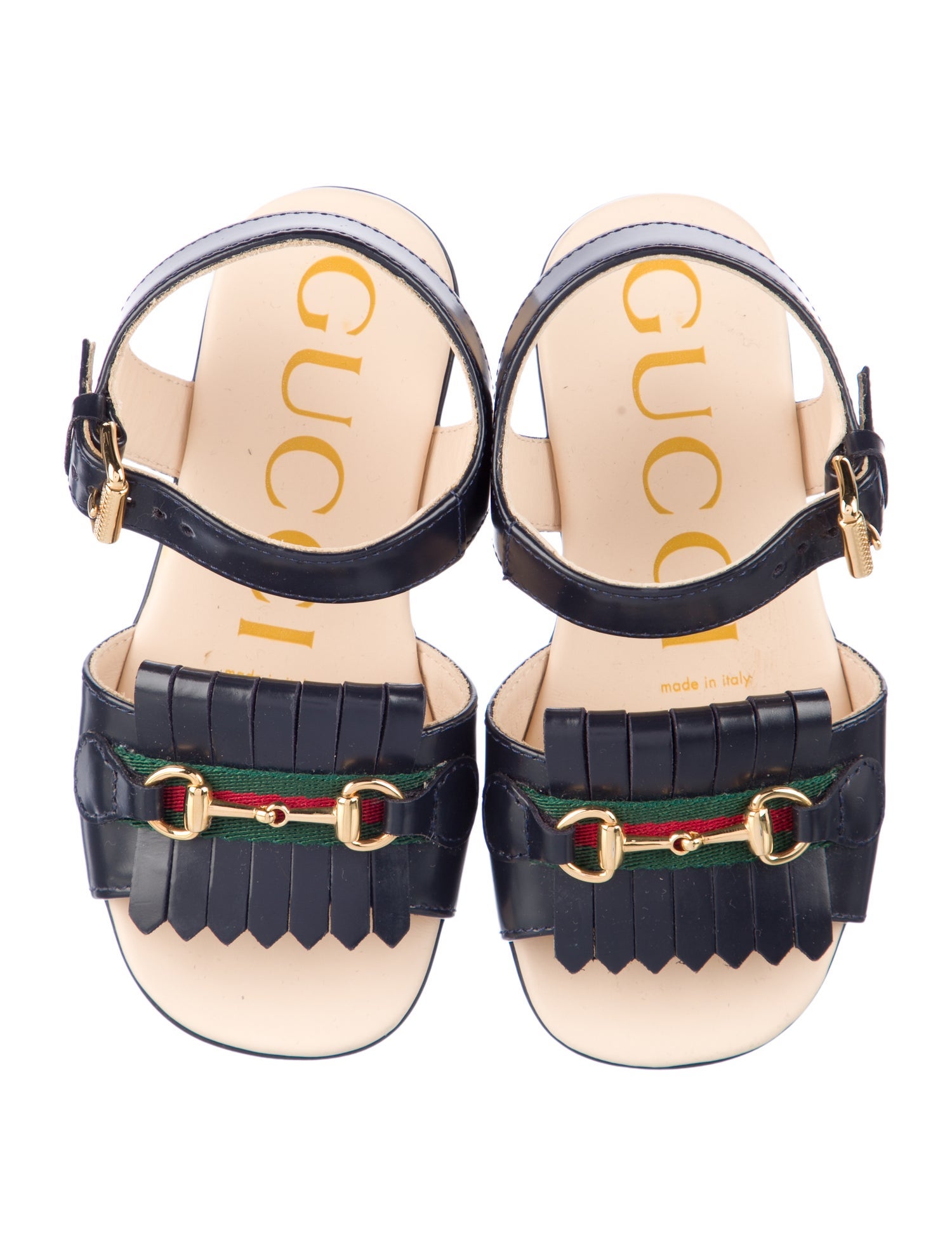 Gucci Toddler Girls Double G Canvas Horsebit Sandals