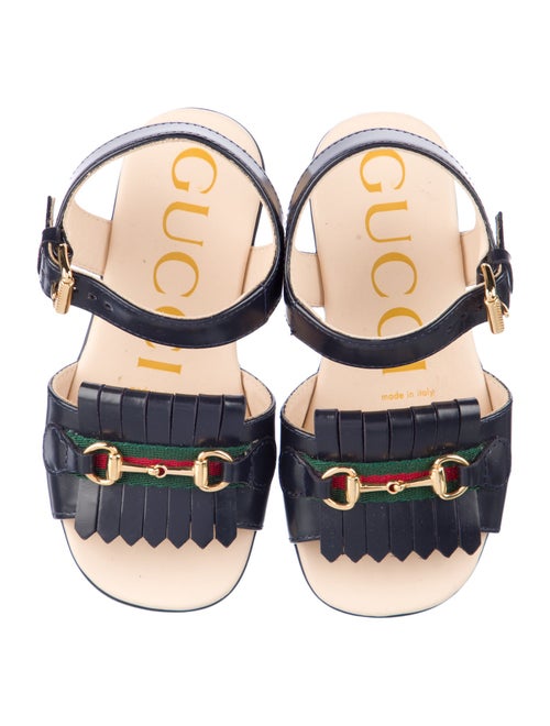 Gucci Toddler Girls Double G Canvas Horsebit Sandals