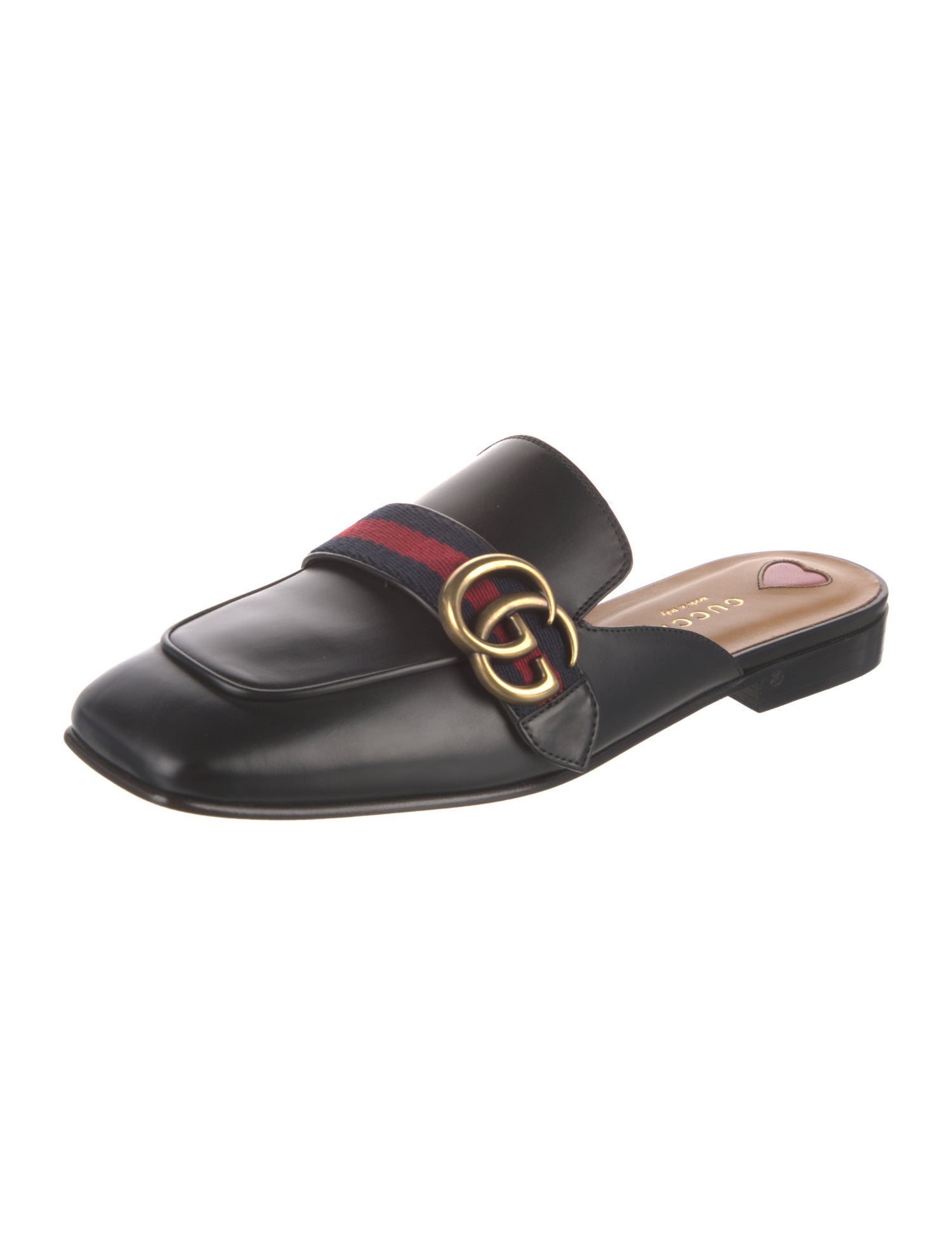 Gucci Double G Logo Leather Mules