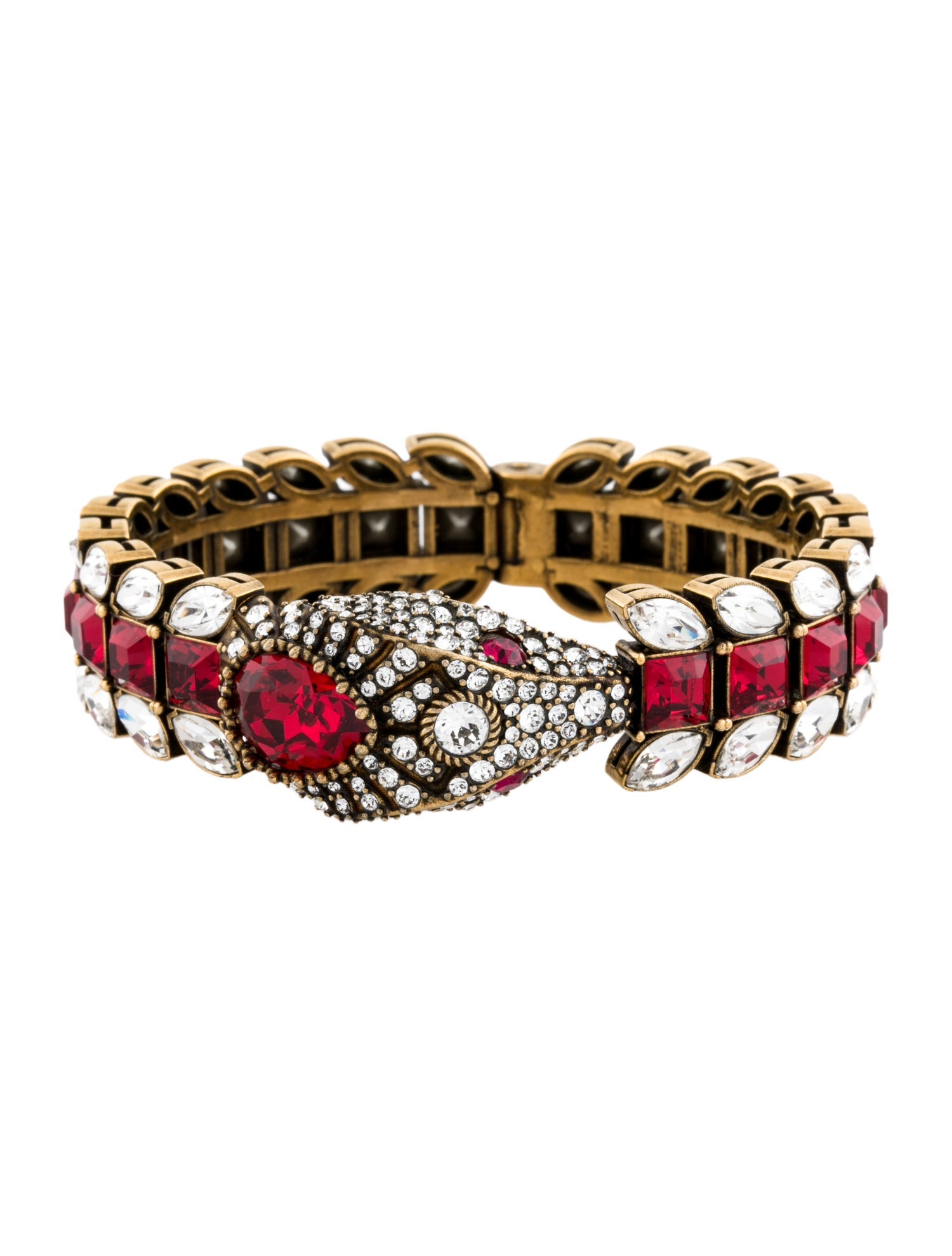 Gucci Crystal Snake Hinge Bangle Bracelet