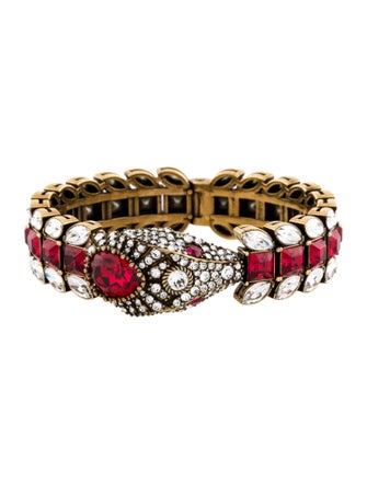 Gucci Crystal Snake Hinge Bangle Bracelet