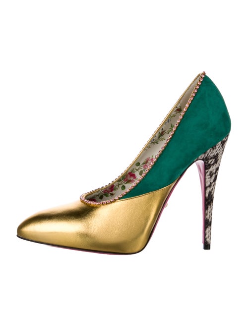 Gucci Leather Colorblock Pattern Pumps